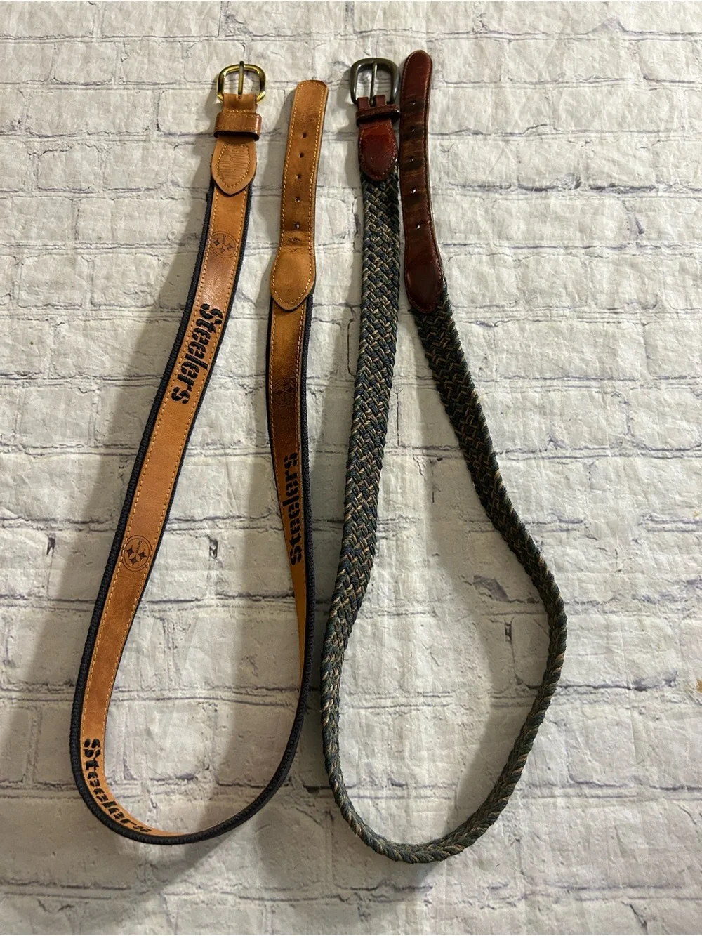 ZEP-PRO STEELERS USA BROWN & NAVY SIZE 40 BELT GENERAL LEATHER WEAVED BELT 42